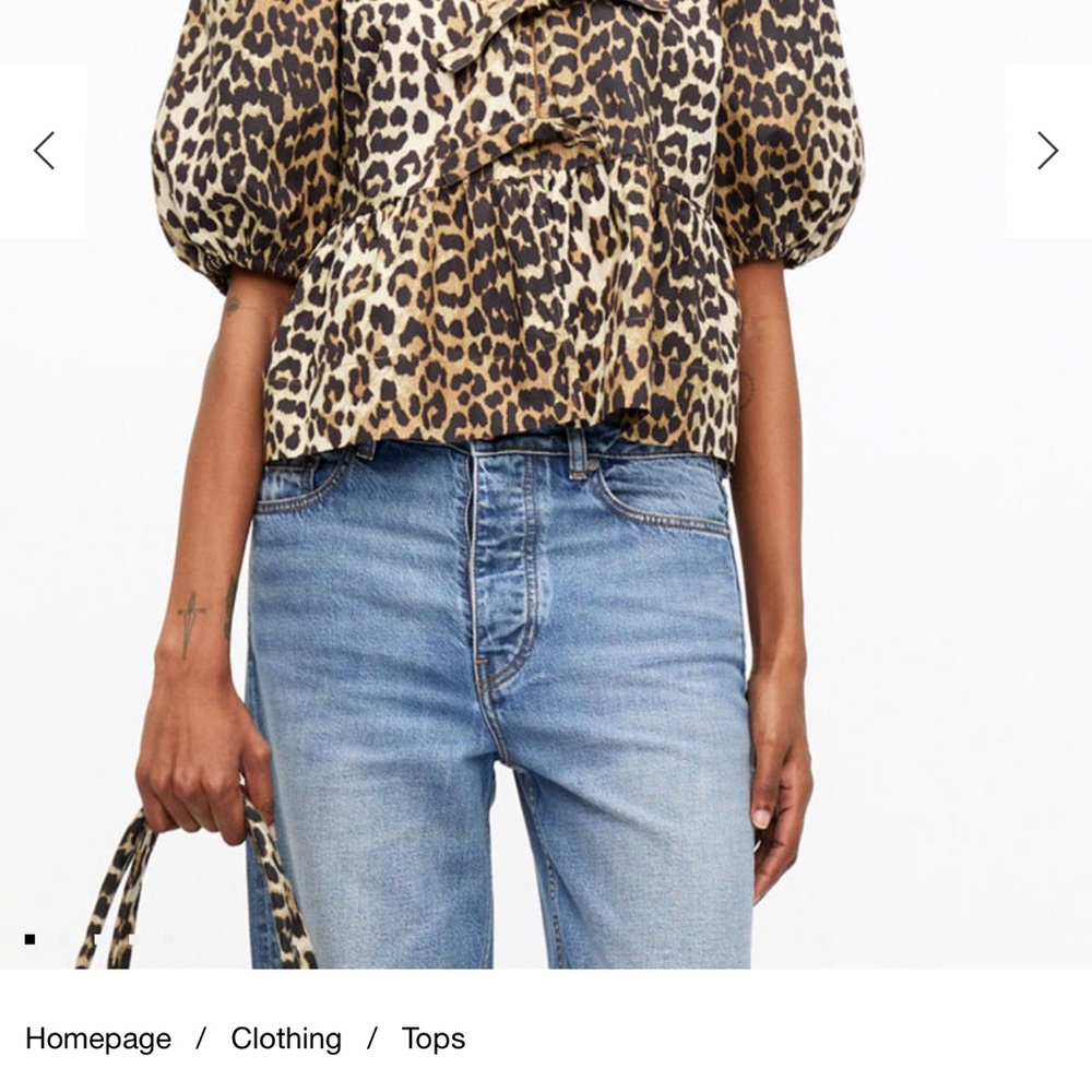 GANNI Peplum tie top in Leopard - Picture 2 of 6